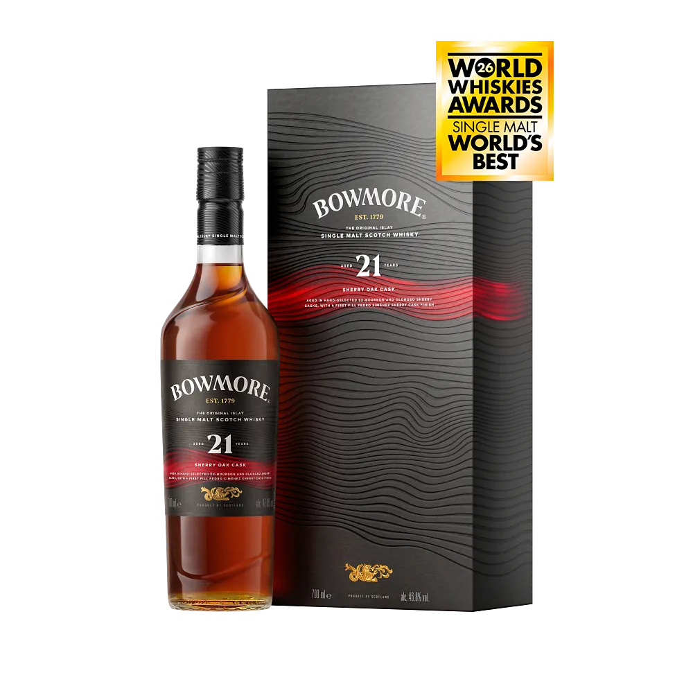 Title: Bowmore 21-Year-Old Sherry Oak Cask | Award-Winning Single Malt